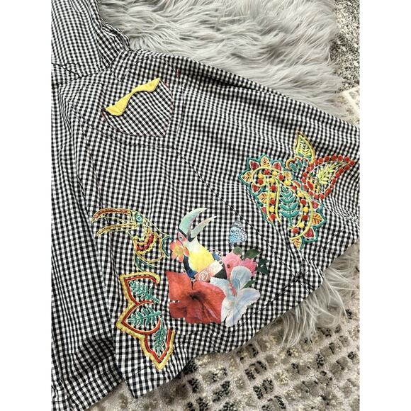 Oilily Gingham Plaid Dress With Embroidered Tropical Design‎ Size 140 (9/10Y) - Picture 2 of 4